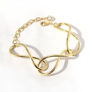 JACKIE MACK Gold Infinity Bracelet with Chain-Link Closure Polished Finish